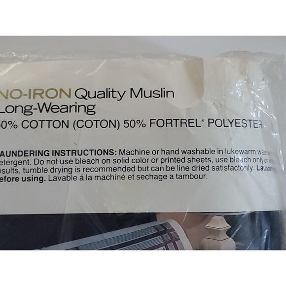 Vtg Room Concepts Cotton Blend Muslin Fitted Flat Twin Size Sheets Pillow Case - Picture 7 of 8